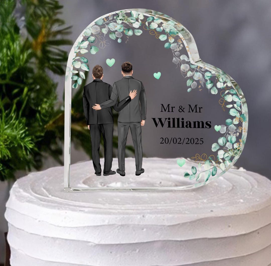 Custom Gay Wedding Cake Topper, LGBTQ Wedding Cake Topper Acrylic Block ...