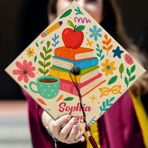 Custom Teacher Grad Cap Topper, Teacher Graduation Cap Topper, Teacher Grad Cap Topper, Graduation Decoration, Class of 2025 Graduation Gift