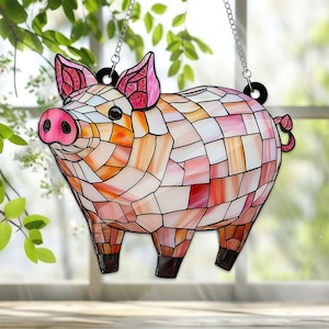 Pig Acrylic Window Hanging Decor Home, Farmer Gift Idea, Pig Lover Gift, Cute Pig Decoration, Farmhouse Decor