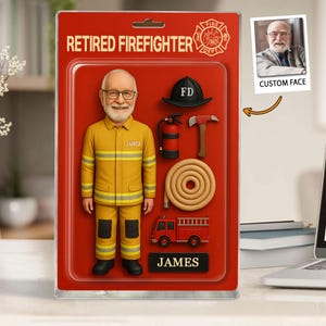 Custom Retired Firefighter Figure Acrylic Block Plaque, Father&#39;s Day Gift for Fireman, Firefighter Retirement Gifts, Gift For Firefighter