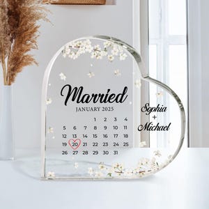 Personalized Wedding Gift, Married Calendar Acrylic Plaque, Wedding Gift for Couple, Married Plaque Gift for Couple, Wedding Keepsake Gift