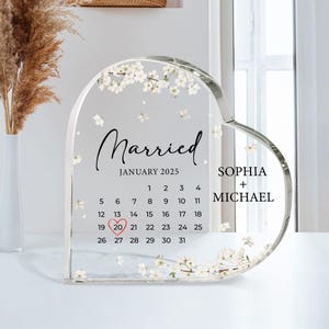 Personalized Wedding Gift, Married Calendar Acrylic Plaque, Wedding Gift for Couple, Married Plaque Gift for Couple, Wedding Keepsake Gift