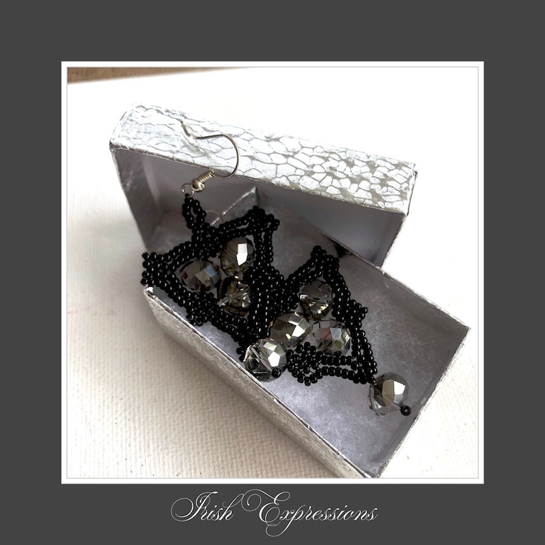 Handmade Black Sparkly Crystal Earrings Handmade Jewelry Custom Jewelry Crystal Earrings