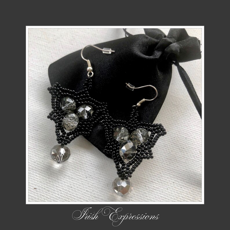 Handmade Black Sparkly Crystal Earrings Handmade Jewelry Custom Jewelry Crystal Earrings