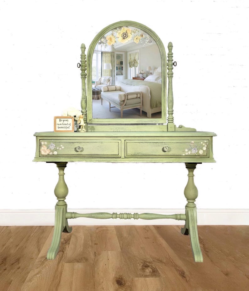 Soldvintage Vanity With Original Mercury Glass Mirror - Etsy