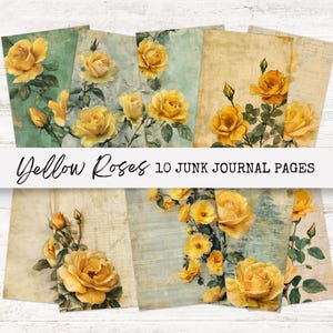Yellow Rose Junk Journal Kit | Vintage Floral Printable | Vintage Yellow Roses Junk Journal Kit | Yellow Roses Digital Journal Kit