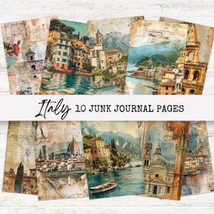 Italy Junk Journal Pages, Vintage Printable Ephemera, Scrapbook Supplies, Travel Journal Kit, DIY Craft Ideas
