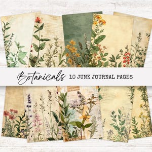 Herbal Junk Journal Pages - Vintage Botanical Digital Download - Printable Ephemera for Scrapbooking - Nature Collage Kit