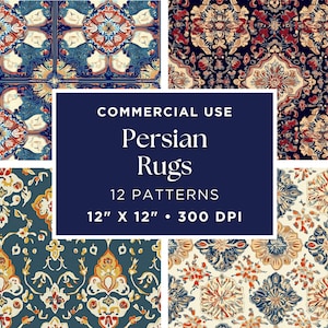 Persian Rug Digital Paper, Printable Background for Scrapbooking, Journal Supplies, Instant Download Art