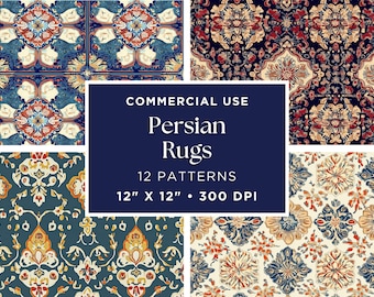 Persian Rug Digital Paper, Printable Background for Scrapbooking, Journal Supplies, Instant Download Art
