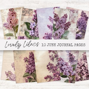 Lilac Junk Journal Pages | Lilac Junk Journal Kit | Lilac Junk Journal | Vintage Floral Digital Paper | Scrapbook Supplies | Shabby Chic