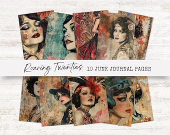 Roaring Twenties Junk Journal | Flapper Journal Pages | Commercial Use | Instant Download | Digital Download | Mixed Media