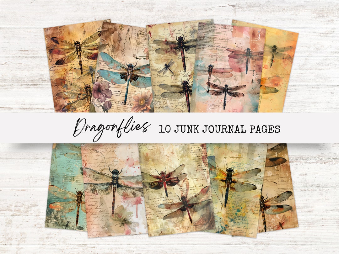 Junk Journal Folio Dragonfly | Dragonfly Junk Journal Papers | Vintage ...