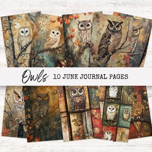 Whimsical Owl Junk Journal | Owl Junk Journal Kit | Fantasy Owl Junk Journal Kit | Watercolor Owl Pages | Vintage Owls Junk Journal Kit