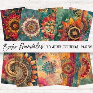 Boho Hippie Junk Journal Pages, Printable Ephemera, Vintage Scrapbook Paper, Digital Download for Crafting