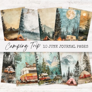 Camping Junk Journal | Camper Junk Journal | Camping Junk Journal Printables | Travel Junk Journal Pages | Camp Junk Journal