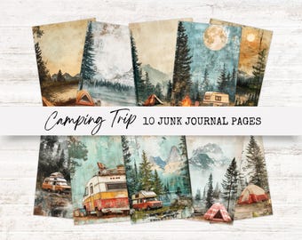 Camping Junk Journal | Camper Junk Journal | Camping Junk Journal Printables | Travel Junk Journal Pages | Camp Junk Journal