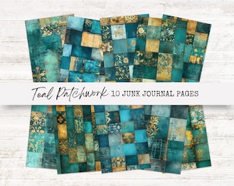 Vintage patchwork junk-journaalpapier - digitale download - quilten dagboekpapier - elegante journaling