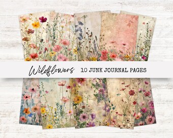 Diario basura de Wild Garden, efímera imprimible, descarga digital floral, kit de diario inspirado en la naturaleza, materiales para manualidades