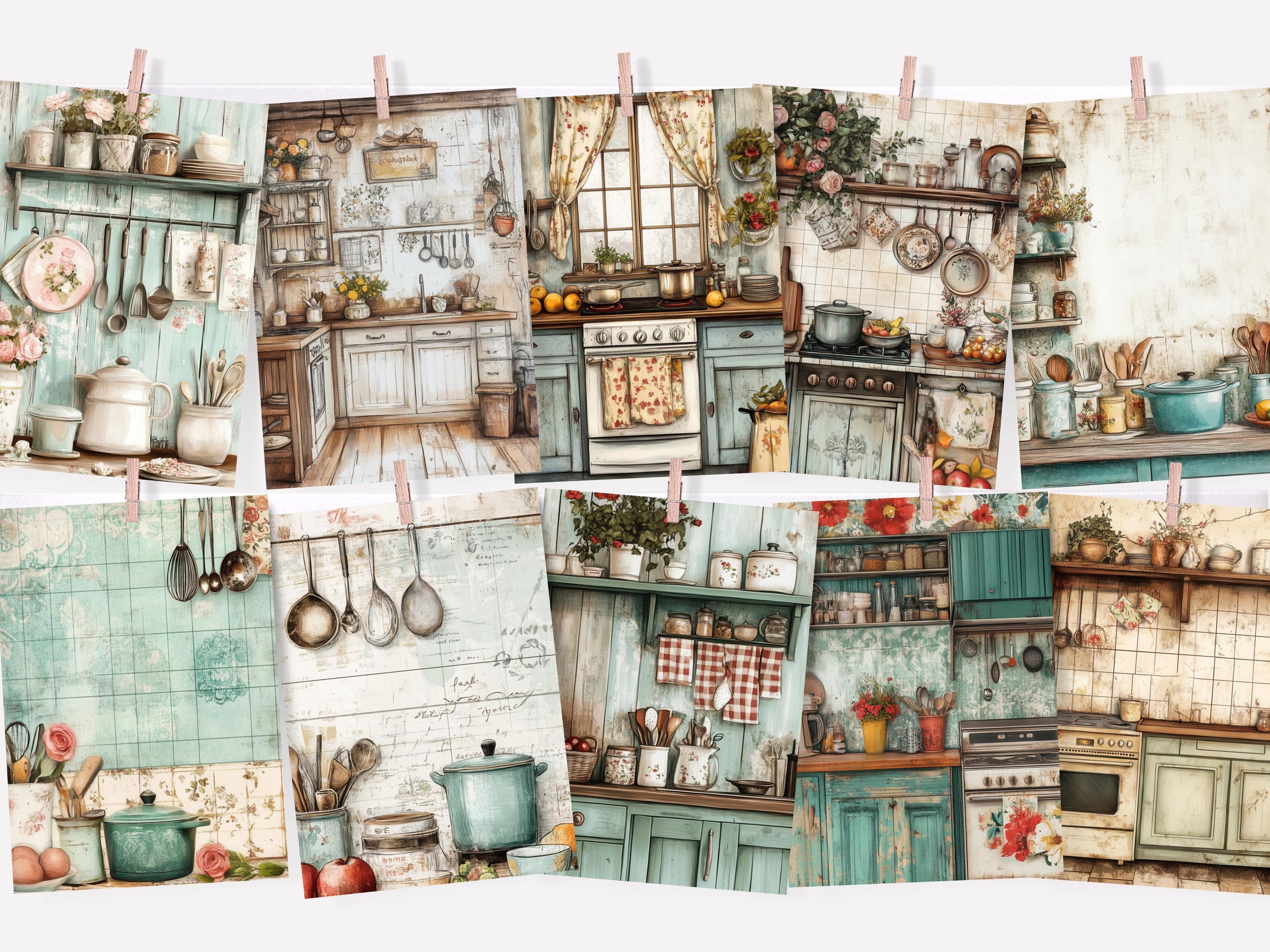 Printable Junk Journal Kitchen Theme, Scrapbook Pages, Digital Download ...