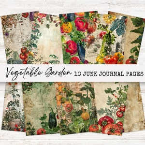 Vegetable Junk Journal Digital, Printable Scrapbook Pages, Vintage Ephemera, Garden Journal Kit, Instant Download