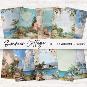 Summer Cottage Junk Journal Kit, Vintage Printable Pages, Digital Ephemera, Cottagecore Scrapbook Supplies