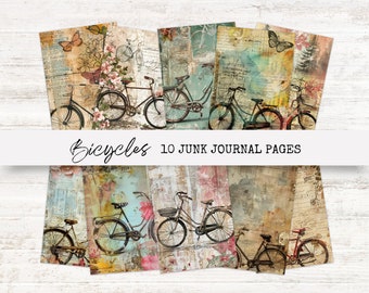 Junk Journal Kits Bikes | Junk Journal Kit Bicycles | Digital Journal Printable | Digital Download | Antique Bike | Bicycles And Roses