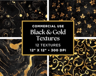 Glitz Glamour Digital Paper | Black Gold Texture Papers | Paper Pack | Art Deco | Gold Textures | Digital Download | Marble Texture