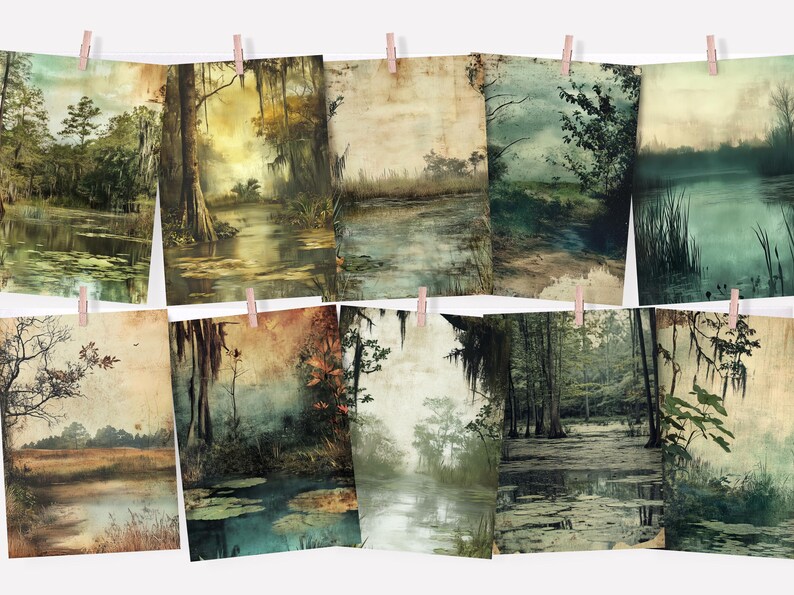 Junk Journal Swamp | Digital Kit Printable | Lichen Mossy Swamp Junk ...