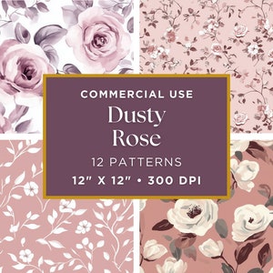 Shabby Chic Roses Digital Papers, Seamless Floral Patterns for Scrapbooking, Vintage Junk Journal Supplies