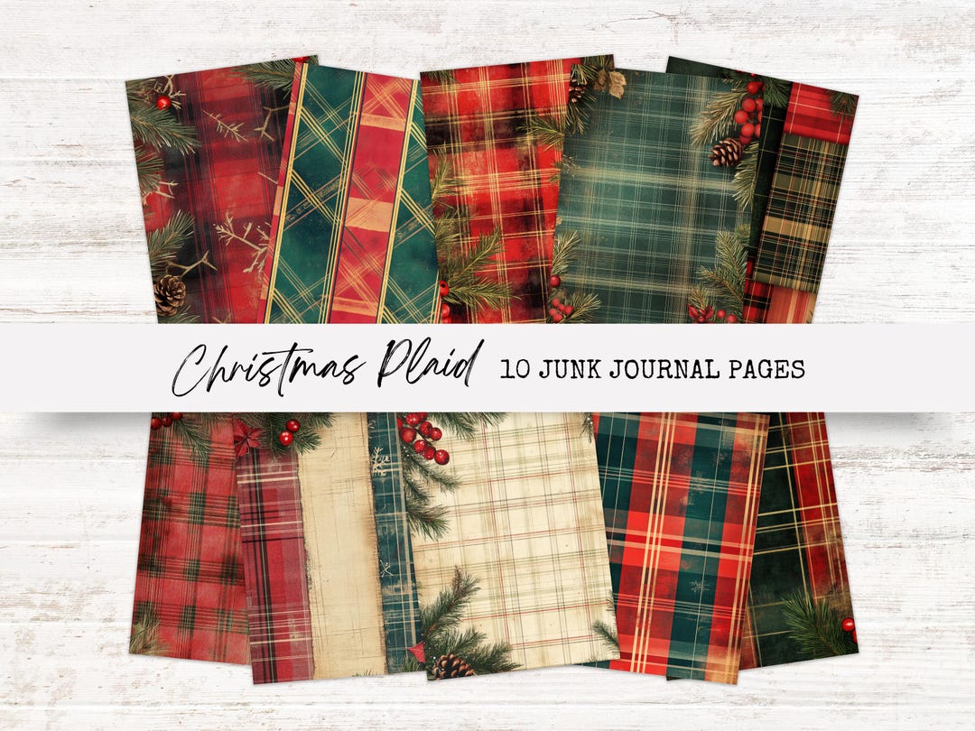 Christmas Plaid Junk Journal Kit - Vintage Ephemera - Printable ...