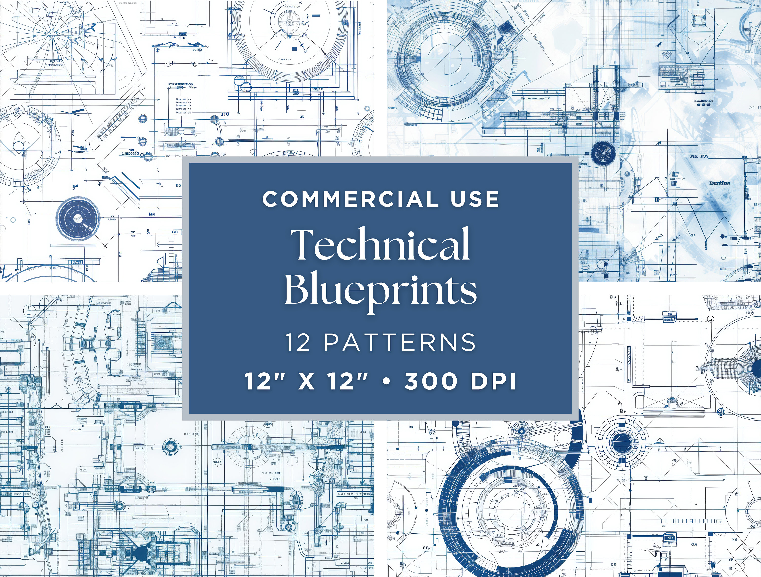 Digital Paper Technical Blueprints | Vintage Blueprint Junk Journal Pages | Teacher Gift | Antique Ephemera | Blueprints Scrapbook