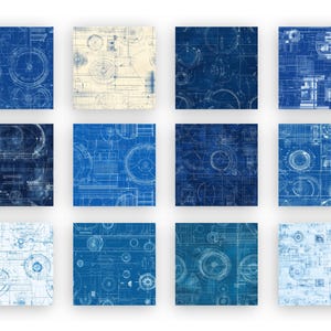 Patterns Process Blueprints Digital Paper Technical Blueprints | Vintage Blueprint Junk Journal ...