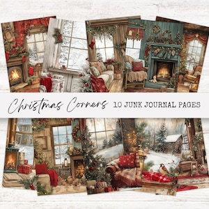 Cozy Christmas Junk Journal Pages - Vintage Ephemera - Scrapbook Kit - Digital Download
