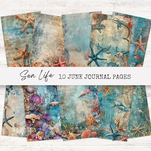 Junk Journal Pages, Ocean-Themed Printable Sea Ephemera, Nautical Scrapbook Kit, Coastal Digital Downloads