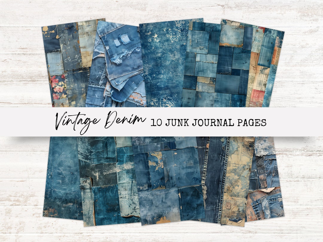 Denim Junk Journal Pages, Printable Digital Collage Sheets, Vintage ...