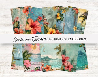 Hawaii Junk Journal, Tropical Printable Kit, Beach Ephemera, Vacation Journal Pages, Digital Download