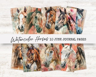 Digital Junk Journal Kits for Horses, Printable Ephemera, Scrapbook Pages, Vintage Horse Art, Digital Download