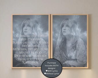 Stevie Nicks- Dreams; Thunderstorm artwork, 2 Digital downloads, Printable Wall Art, Downloadable PDF, Instant Download, 8.5 in x 11 in