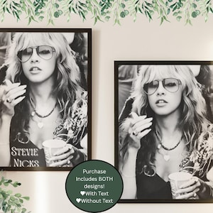 Stevie Nicks - Sombras y humo, blanco y negro; 2 descargas digitales, arte mural imprimible, PDF descargable, descarga instantánea, 8,5 x 11 pulgadas