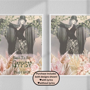 Stevie Nicks: De vuelta al gitano que era; 2 Descargas digitales, Arte de pared imprimible, PDF descargable, Descarga instantánea, 8 x 11 pulgadas