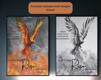 Phoenix Wall Art, Rise from the Ashes- 2 Digital Downloads, Printable PDF, Printable Art, 8.5 in x 11 in