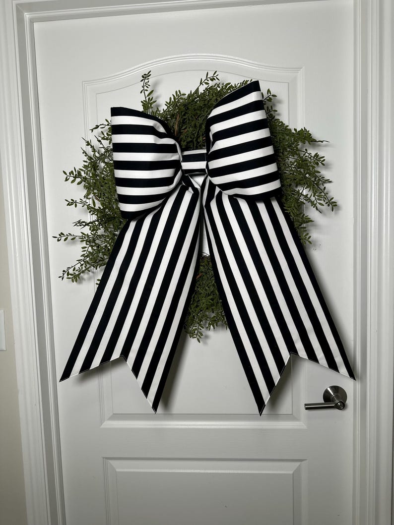 Black And White Stripe Fabric Bow A Charming Accent For Everyday black-and-white-stripe-fabric-bow-a-charming-accent-for-everyday