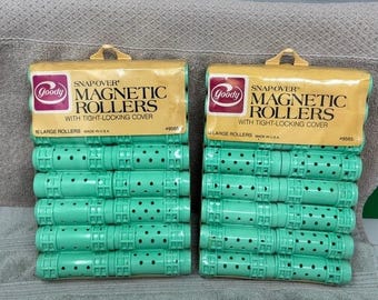 Rulli magnetici vintage Goody Snap-Over 9565/1, grandi, verdi, 7/8 pollici, confezione da 32, NUOVI