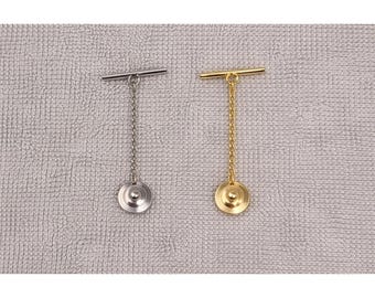 Conjunto de alfileres de corbata vintage para hombre, 2 piezas, cadena con barra en T en tono plateado y dorado, accesorios formales