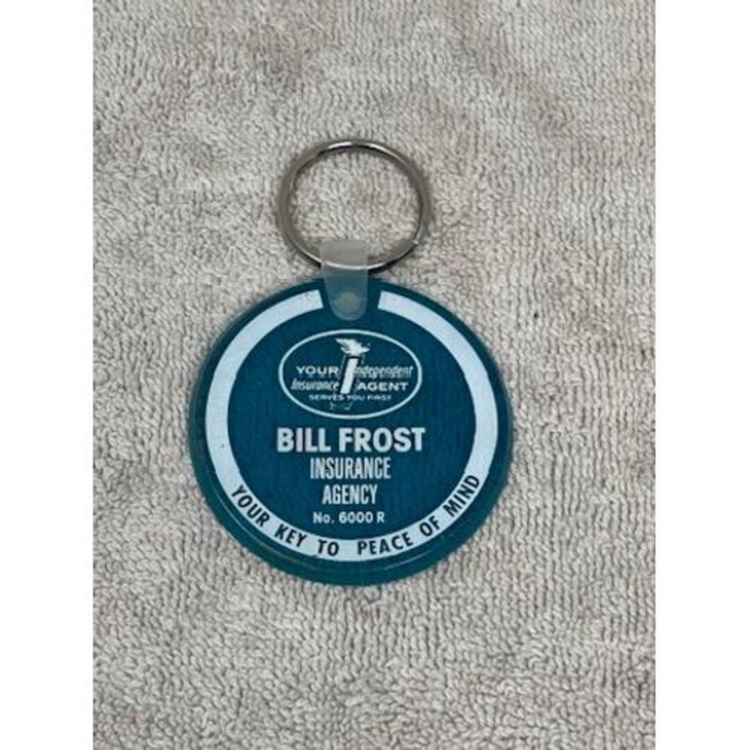 Vintage Advertising Keychain Bill Frost Insurance Agency Teal Fob No ...