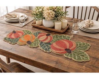 Camino de mesa con calabazas abaloriadas, decoración de otoño, cosecha y Acción de Gracias, 39.5 x 14.5 pulgadas