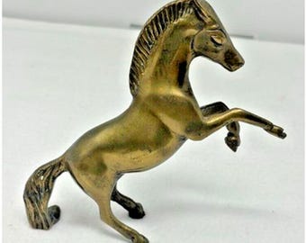 Vintage mässing häst vilda uppfödningsfigur statyett ridsport western ranch lodge
