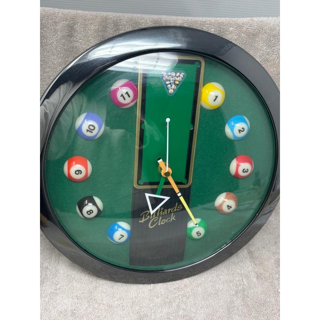 Vtg Billiards Clock Round Pool Table Wall Clock Man Cave Game Room 10 ...