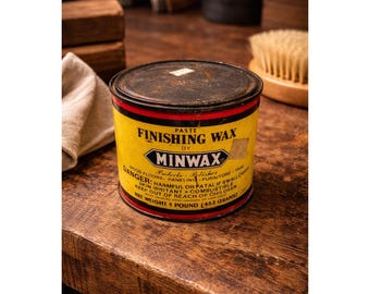 Cera em pasta Minwax vintage para acabamento, lata de metal, para polimento de pisos e móveis de madeira, 50% do produto.